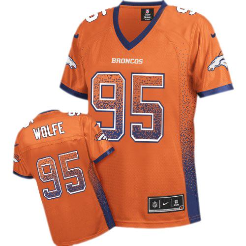 Nike Broncos #95 Derek Wolfe Orange Team Color Women's Stitched NFL Elite Drift Fashion Jersey